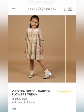 Early Sunday Virginia Dress - Garden Flowers Cream